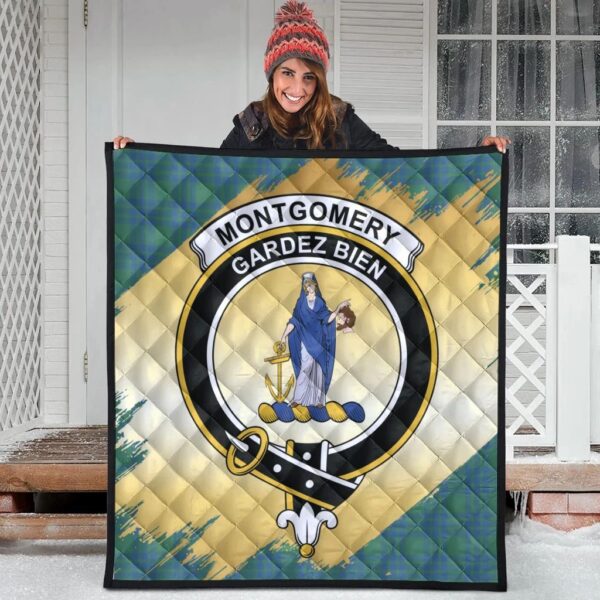 Montgomery Ancient Clan Quilt, Scottish Tartan Montgomery Ancient Clans Premium Quilt Scotland Gold Royal Style