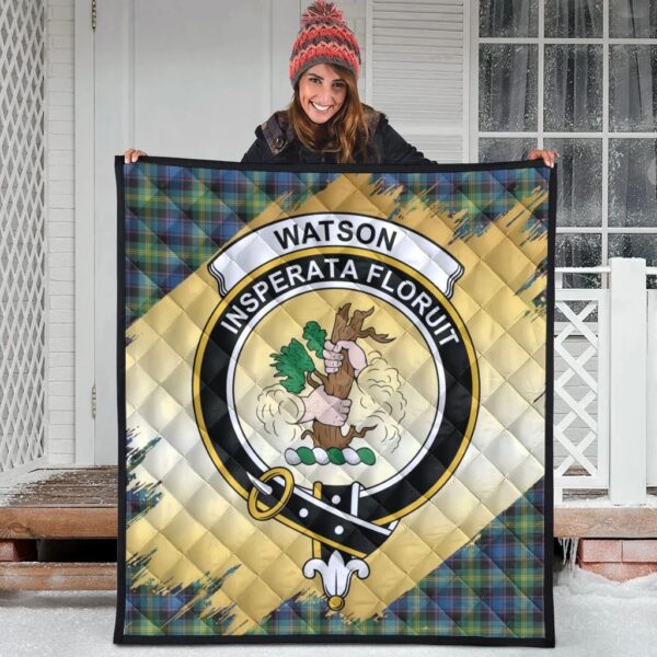 Watson Ancient Clan Quilt, Scottish Tartan Watson Ancient Clans Premium Quilt Scotland Gold Royal Style