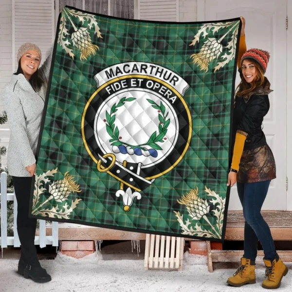 MacArthur Ancient Clan Quilt, Scottish Tartan MacArthur Ancient Clans Premium Quilt Thistle Gold Style - Image 2