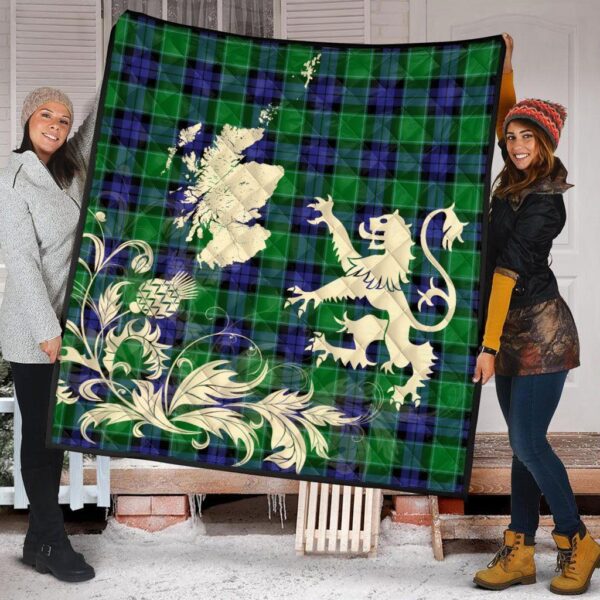 Graham of Menteith Modern Clan Quilt, Scottish Tartan Graham of Menteith Modern Clans Premium Quilt Lion Thistle Map Style - Image 2