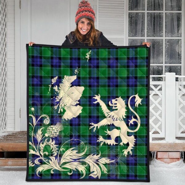 Graham of Menteith Modern Clan Quilt, Scottish Tartan Graham of Menteith Modern Clans Premium Quilt Lion Thistle Map Style - Image 3