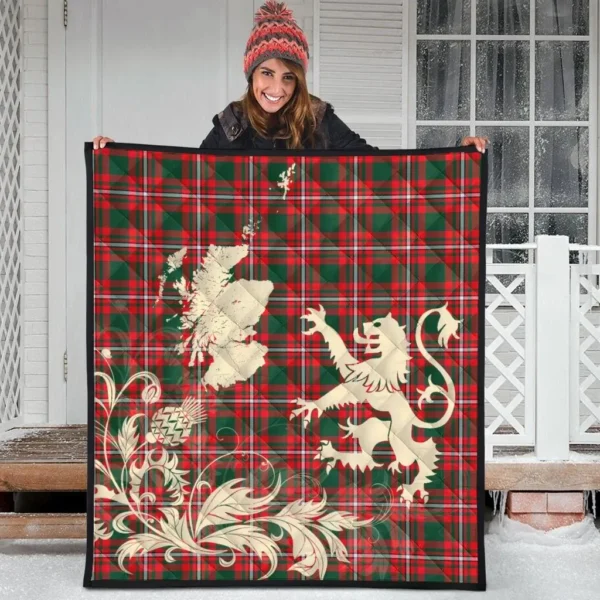 Princess Margaret Clan Quilt, Scottish Tartan Princess Margaret Clans Premium Quilt Lion Thistle Map Style - Image 3