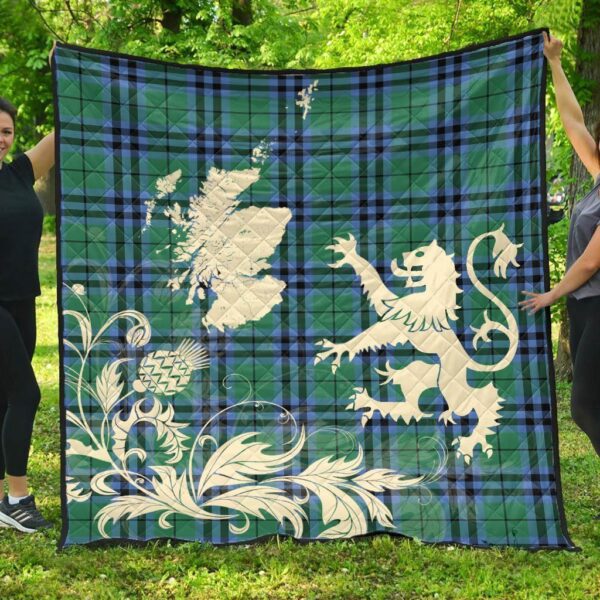 Keith Ancient Clan Quilt, Scottish Tartan Keith Ancient Clans Premium Quilt Lion Thistle Map Style