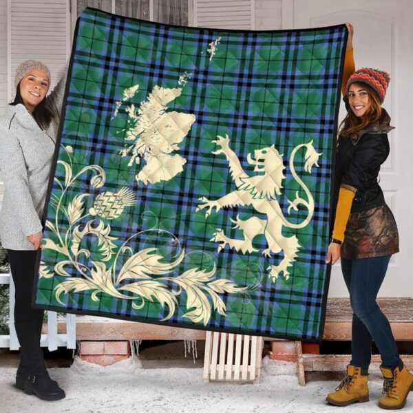 Keith Ancient Clan Quilt, Scottish Tartan Keith Ancient Clans Premium Quilt Lion Thistle Map Style - Image 2