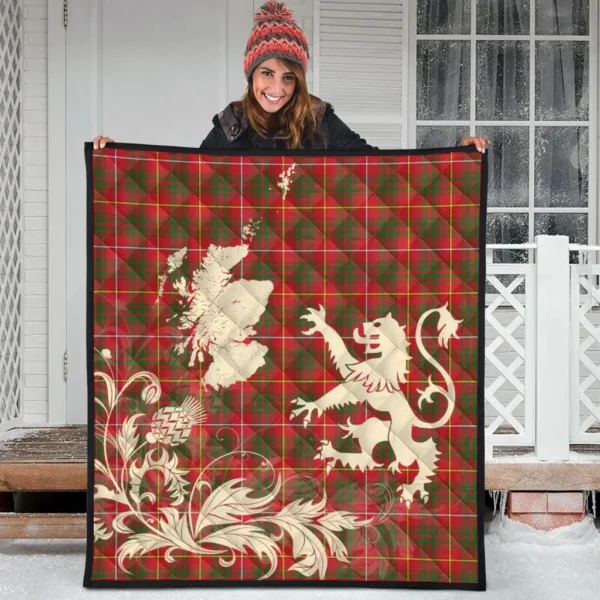 Bruce Modern Clan Quilt, Scottish Tartan Bruce Modern Clans Premium Quilt Lion Thistle Map Style - Image 3