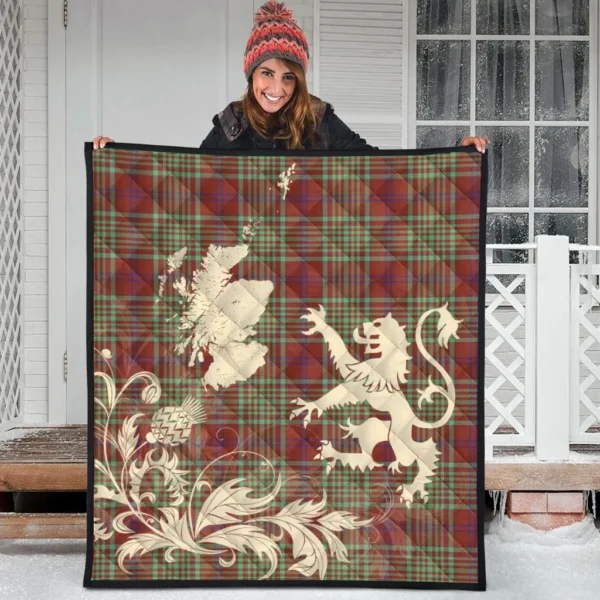 MacGill Modern Clan Quilt, Scottish Tartan MacGill Modern Clans Premium Quilt Lion Thistle Map Style - Image 3