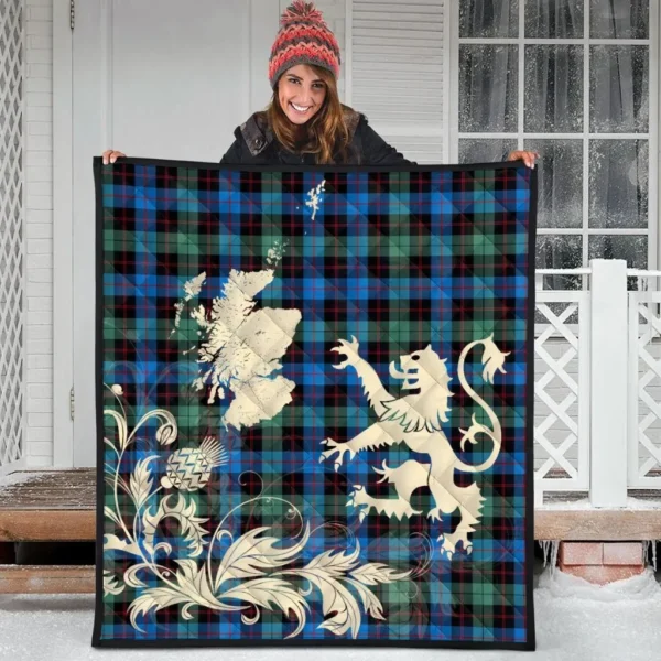 Guthrie Ancient Clan Quilt, Scottish Tartan Guthrie Ancient Clans Premium Quilt Lion Thistle Map Style - Image 3