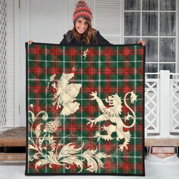 Prince of Wales Clan Quilt, Scottish Tartan Prince of Wales Clans Premium Quilt Lion Thistle Map Style - Image 3