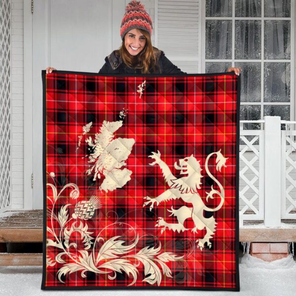 MacIver Modern Clan Quilt, Scottish Tartan MacIver Modern Clans Premium Quilt Lion Thistle Map Style - Image 3