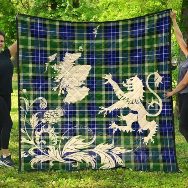 MacKellar Clan Quilt, Scottish Tartan MacKellar Clans Premium Quilt Lion Thistle Map Style