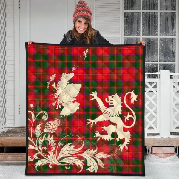 Crief District Clan Quilt, Scottish Tartan Crief District Clans Premium Quilt Lion Thistle Map Style - Image 3