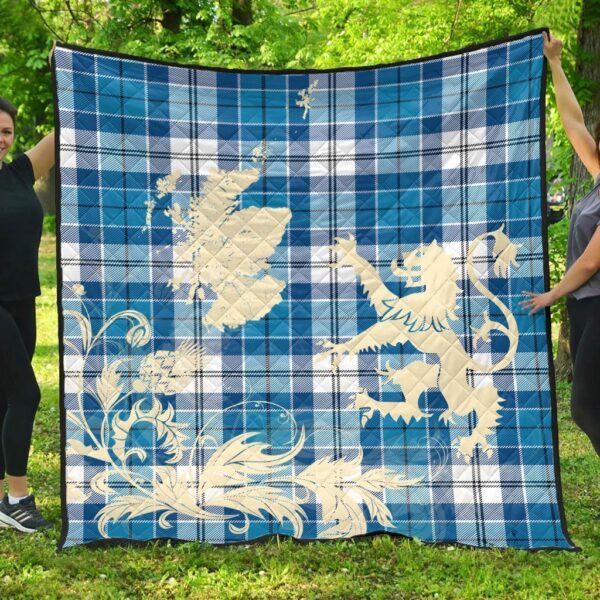 Rob Roy MacGregor Ancient Clan Quilt, Scottish Tartan Rob Roy MacGregor Ancient Clans Premium Quilt Lion Thistle Map Style