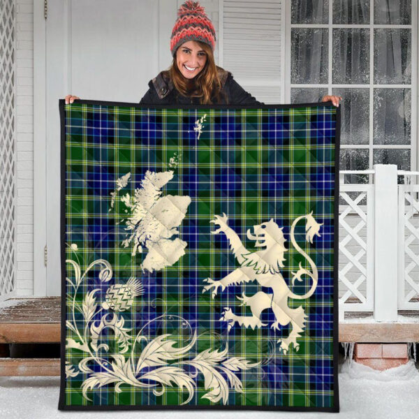 MacKellar Clan Quilt, Scottish Tartan MacKellar Clans Premium Quilt Lion Thistle Map Style - Image 3