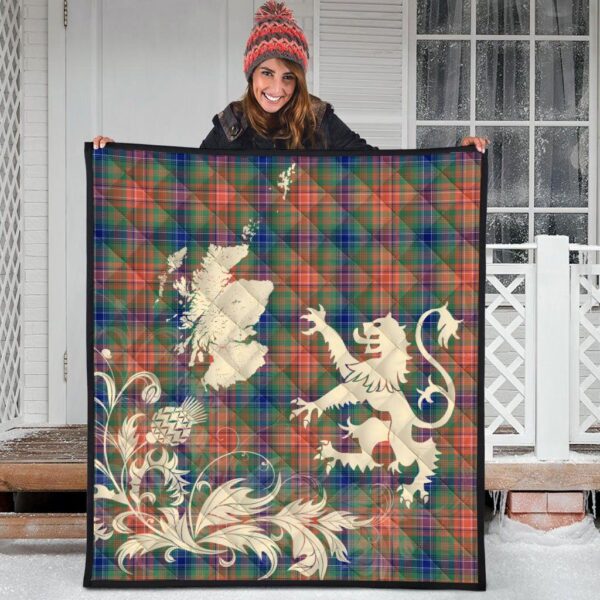 Wilson Ancient Clan Quilt, Scottish Tartan Wilson Ancient Clans Premium Quilt Lion Thistle Map Style - Image 3