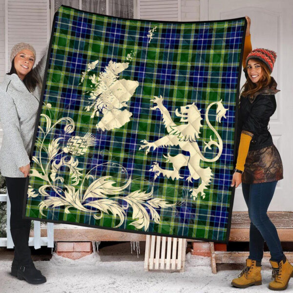 MacKellar Clan Quilt, Scottish Tartan MacKellar Clans Premium Quilt Lion Thistle Map Style - Image 2