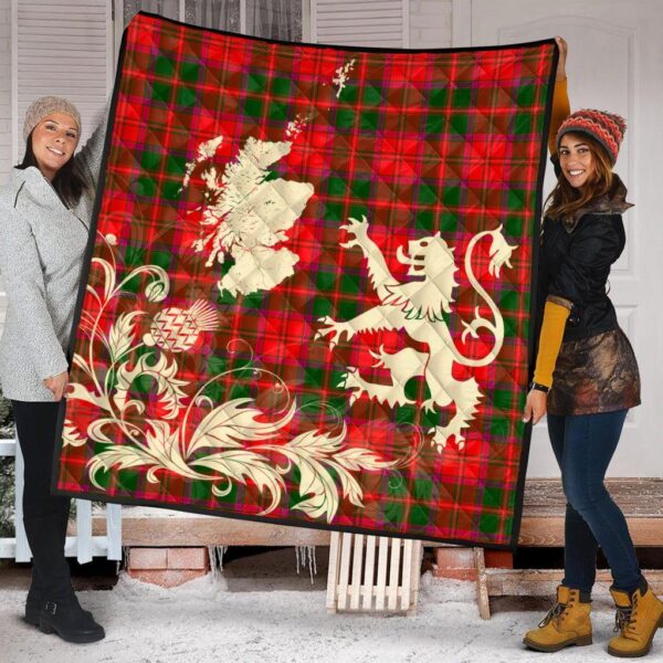 Crief District Clan Quilt, Scottish Tartan Crief District Clans Premium Quilt Lion Thistle Map Style - Image 2