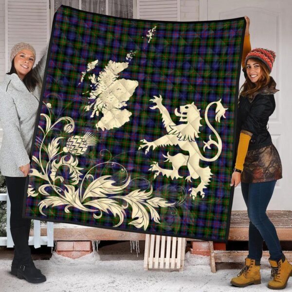 Murray of Atholl Modern Clan Quilt, Scottish Tartan Murray of Atholl Modern Clans Premium Quilt Lion Thistle Map Style - Image 2