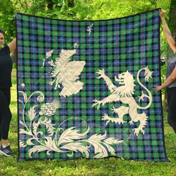 Murray of Atholl Ancient Clan Quilt, Scottish Tartan Murray of Atholl Ancient Clans Premium Quilt Lion Thistle Map Style