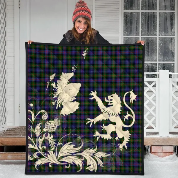 Murray of Atholl Modern Clan Quilt, Scottish Tartan Murray of Atholl Modern Clans Premium Quilt Lion Thistle Map Style - Image 3