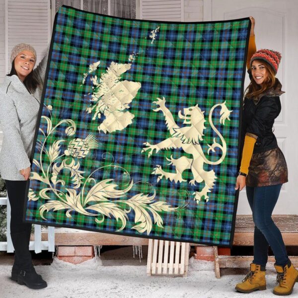 Murray of Atholl Ancient Clan Quilt, Scottish Tartan Murray of Atholl Ancient Clans Premium Quilt Lion Thistle Map Style - Image 2