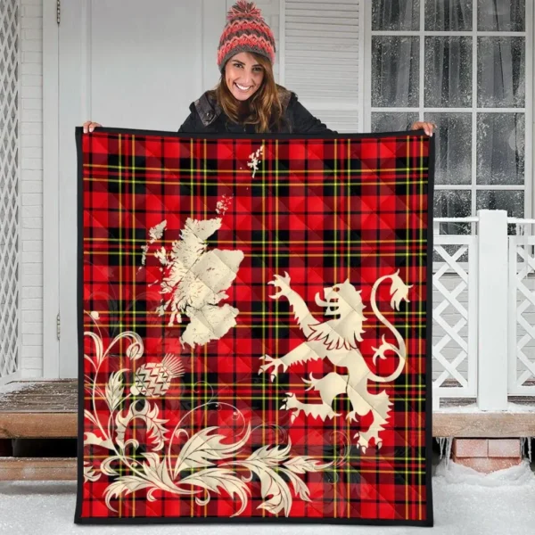 Brodie Modern Clan Quilt, Scottish Tartan Brodie Modern Clans Premium Quilt Lion Thistle Map Style - Image 3