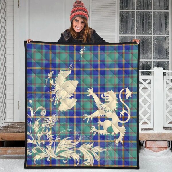 US Marine Clan Quilt, Scottish Tartan US Marine Clans Premium Quilt Lion Thistle Map Style - Image 3