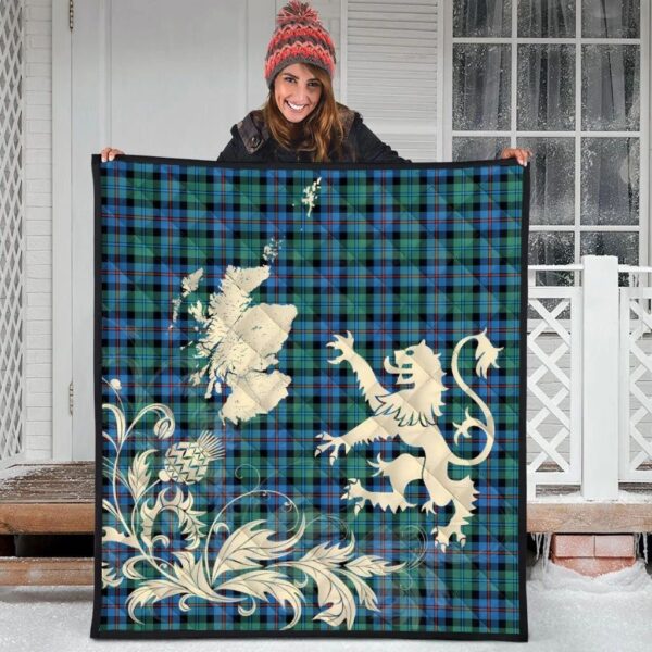 Campbell of Cawdor Ancient Clan Quilt, Scottish Tartan Campbell of Cawdor Ancient Clans Premium Quilt Lion Thistle Map Style - Image 3