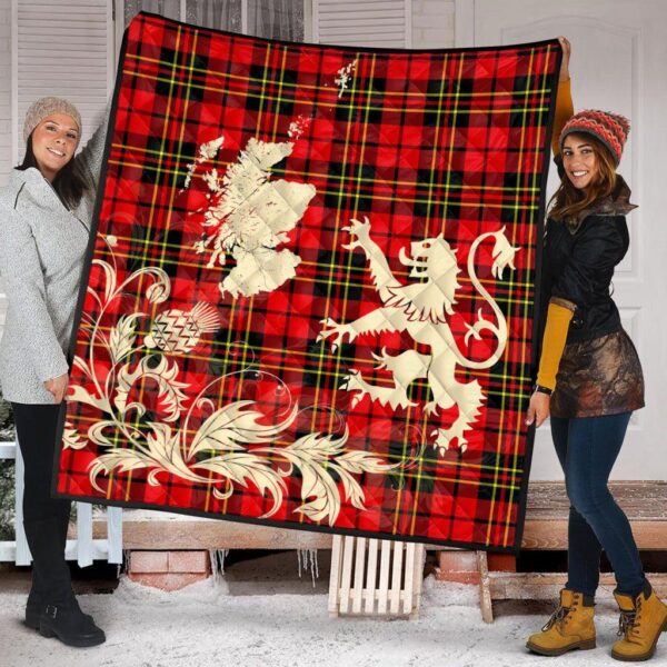 Brodie Modern Clan Quilt, Scottish Tartan Brodie Modern Clans Premium Quilt Lion Thistle Map Style - Image 2