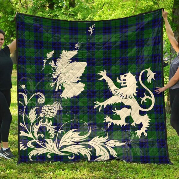 Keith Modern Clan Quilt, Scottish Tartan Keith Modern Clans Premium Quilt Lion Thistle Map Style