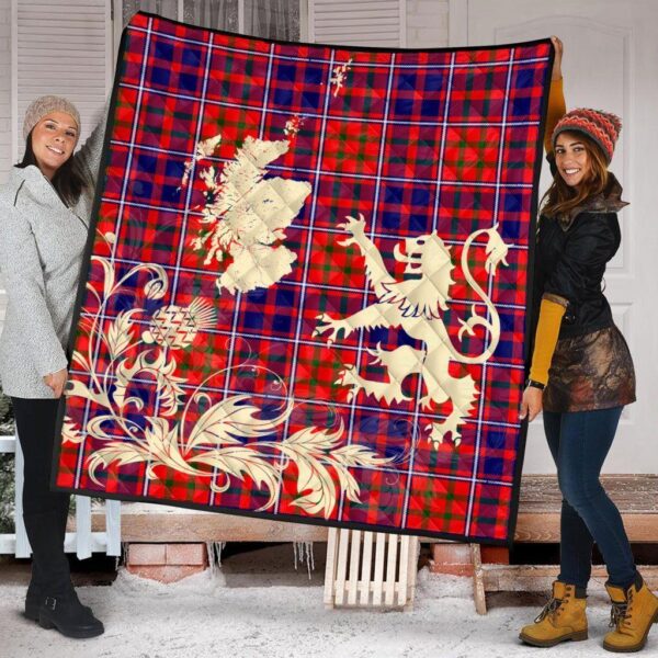 Cameron of Lochiel Modern Clan Quilt, Scottish Tartan Cameron of Lochiel Modern Clans Premium Quilt Lion Thistle Map Style - Image 2