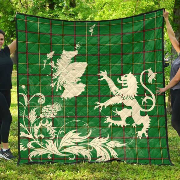 Tribe of Mar Clan Quilt, Scottish Tartan Tribe of Mar Clans Premium Quilt Lion Thistle Map Style