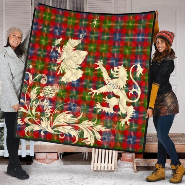 Forrester Clan Quilt, Scottish Tartan Forrester Clans Premium Quilt Lion Thistle Map Style - Image 2