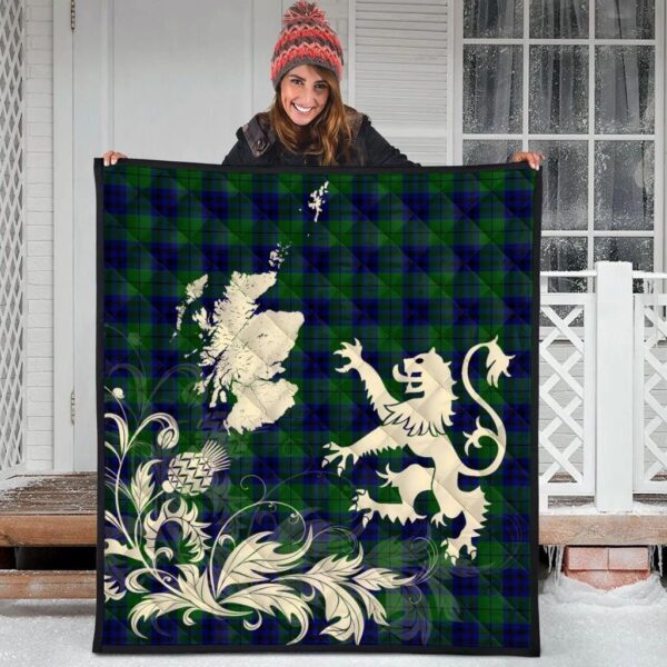 Keith Modern Clan Quilt, Scottish Tartan Keith Modern Clans Premium Quilt Lion Thistle Map Style - Image 3