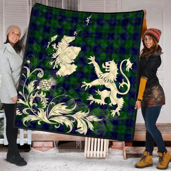 Keith Modern Clan Quilt, Scottish Tartan Keith Modern Clans Premium Quilt Lion Thistle Map Style - Image 2