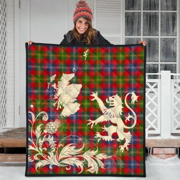 Forrester Clan Quilt, Scottish Tartan Forrester Clans Premium Quilt Lion Thistle Map Style - Image 3