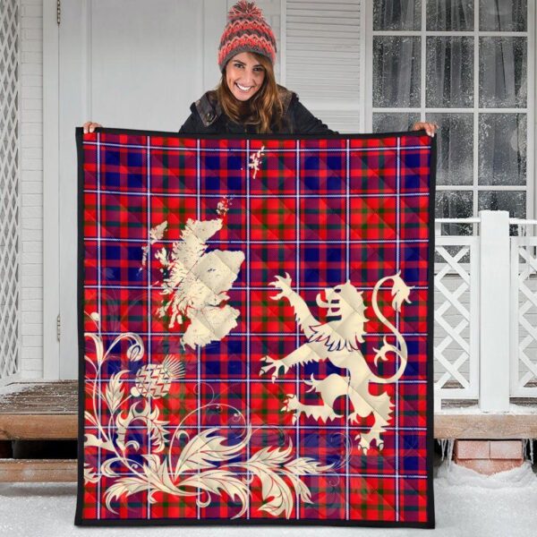 Cameron of Lochiel Modern Clan Quilt, Scottish Tartan Cameron of Lochiel Modern Clans Premium Quilt Lion Thistle Map Style - Image 3