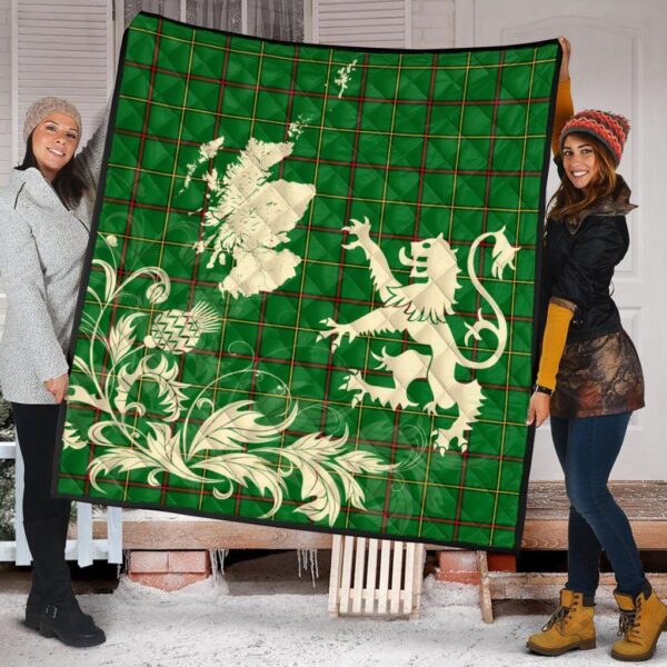 Tribe of Mar Clan Quilt, Scottish Tartan Tribe of Mar Clans Premium Quilt Lion Thistle Map Style - Image 2