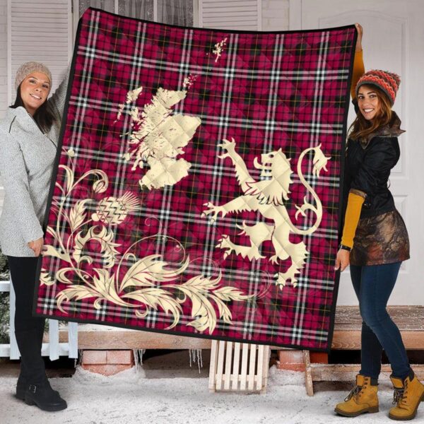 Little Clan Quilt, Scottish Tartan Little Clans Premium Quilt Lion Thistle Map Style - Image 2