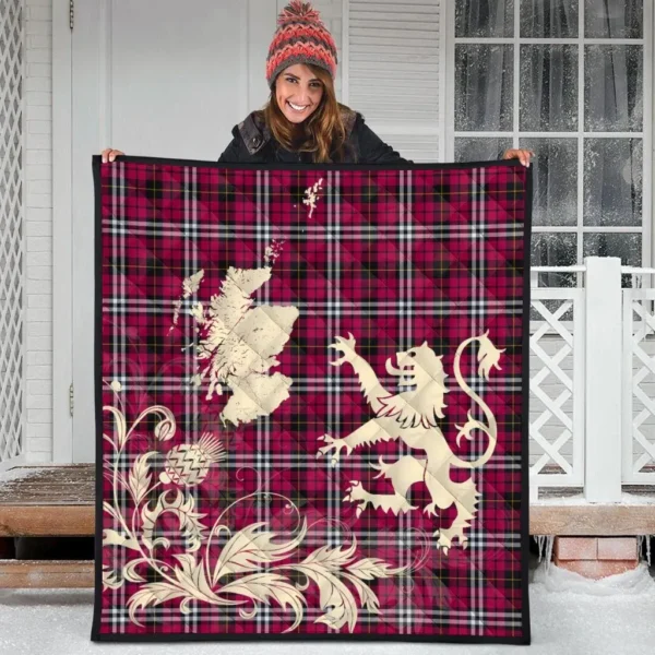 Little Clan Quilt, Scottish Tartan Little Clans Premium Quilt Lion Thistle Map Style - Image 3