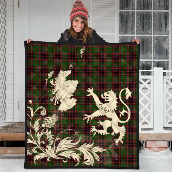 Buchanan Old Sett Clan Quilt, Scottish Tartan Buchanan Old Sett Clans Premium Quilt Lion Thistle Map Style - Image 3