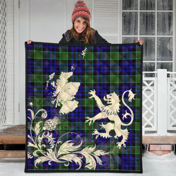 Newlands of Lauriston Clan Quilt, Scottish Tartan Newlands of Lauriston Clans Premium Quilt Lion Thistle Map Style - Image 3