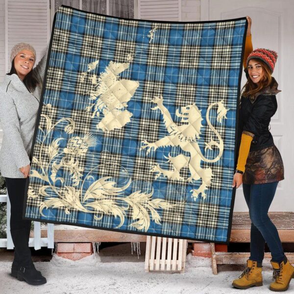 Napier Ancient Clan Quilt, Scottish Tartan Napier Ancient Clans Premium Quilt Lion Thistle Map Style - Image 2