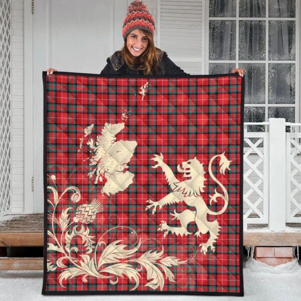 Stuart of Bute Clan Quilt, Scottish Tartan Stuart of Bute Clans Premium Quilt Lion Thistle Map Style - Image 3