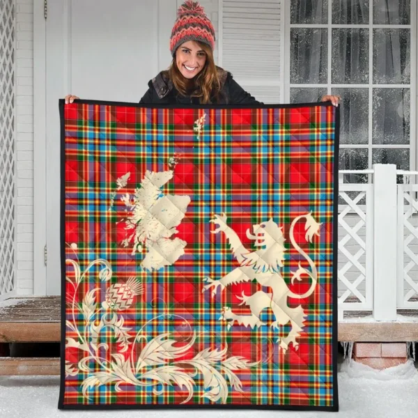 Chattan Clan Quilt, Scottish Tartan Chattan Clans Premium Quilt Lion Thistle Map Style - Image 3