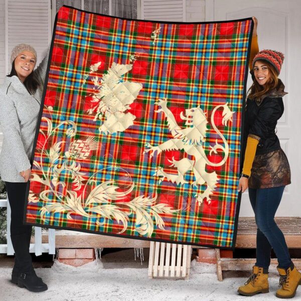 Chattan Clan Quilt, Scottish Tartan Chattan Clans Premium Quilt Lion Thistle Map Style - Image 2