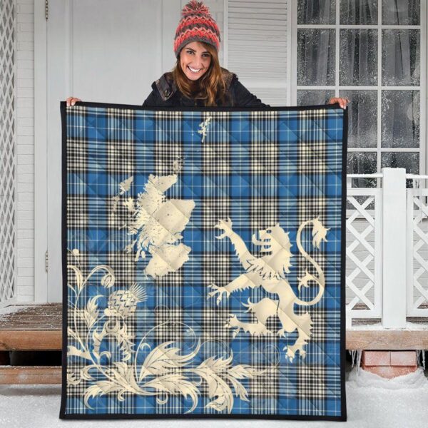 Napier Ancient Clan Quilt, Scottish Tartan Napier Ancient Clans Premium Quilt Lion Thistle Map Style - Image 3