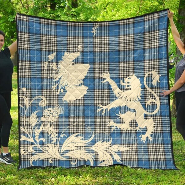 Napier Ancient Clan Quilt, Scottish Tartan Napier Ancient Clans Premium Quilt Lion Thistle Map Style