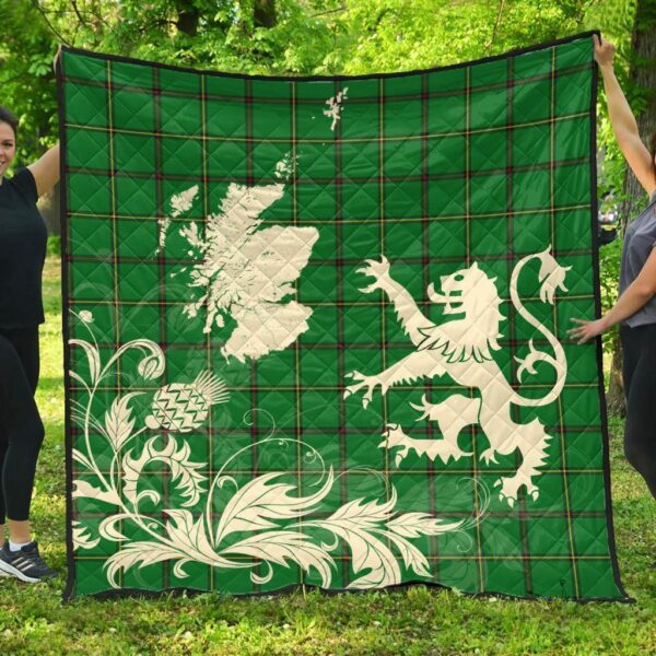 Don (Tribe-of-Mar) Clan Quilt, Scottish Tartan Don (Tribe-of-Mar) Clans Premium Quilt Lion Thistle Map Style