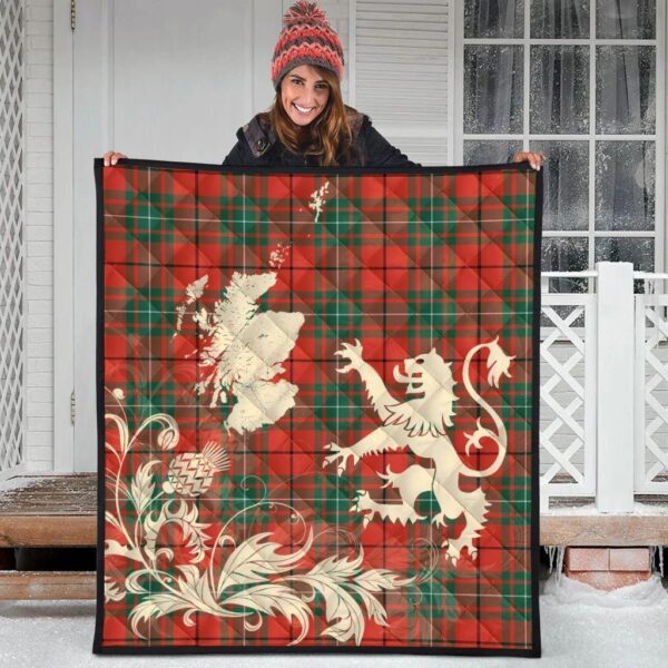 MacAulay Ancient Clan Quilt, Scottish Tartan MacAulay Ancient Clans Premium Quilt Lion Thistle Map Style - Image 3