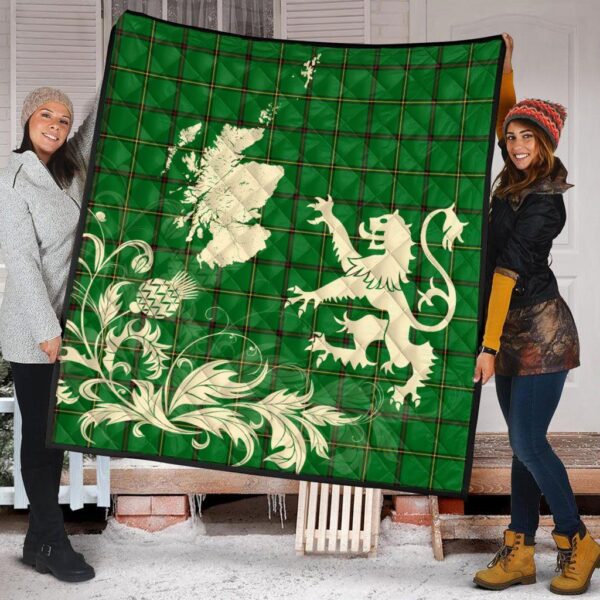 Don (Tribe-of-Mar) Clan Quilt, Scottish Tartan Don (Tribe-of-Mar) Clans Premium Quilt Lion Thistle Map Style - Image 2